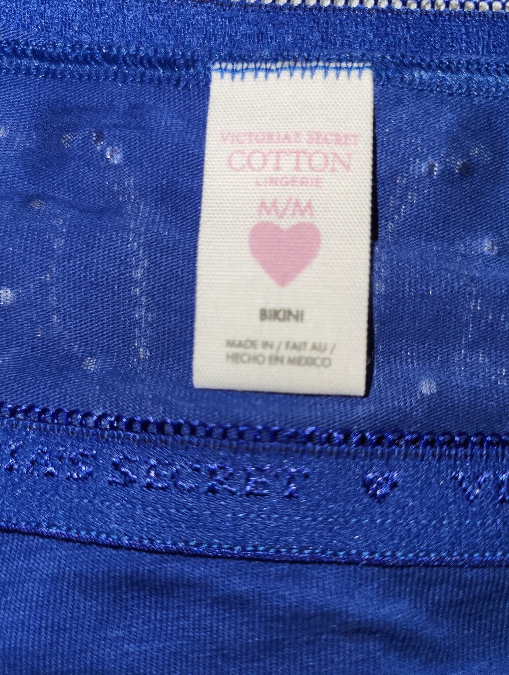 Victoria's Secret Royal Blue Cotton Bikini with Sparkle Angel Wings, Size M - Picture 4 of 6